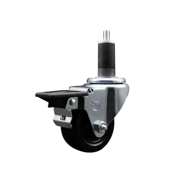3'' Hard Rubber Swivel 1-1/4'' Expanding Stem Caster with Brake